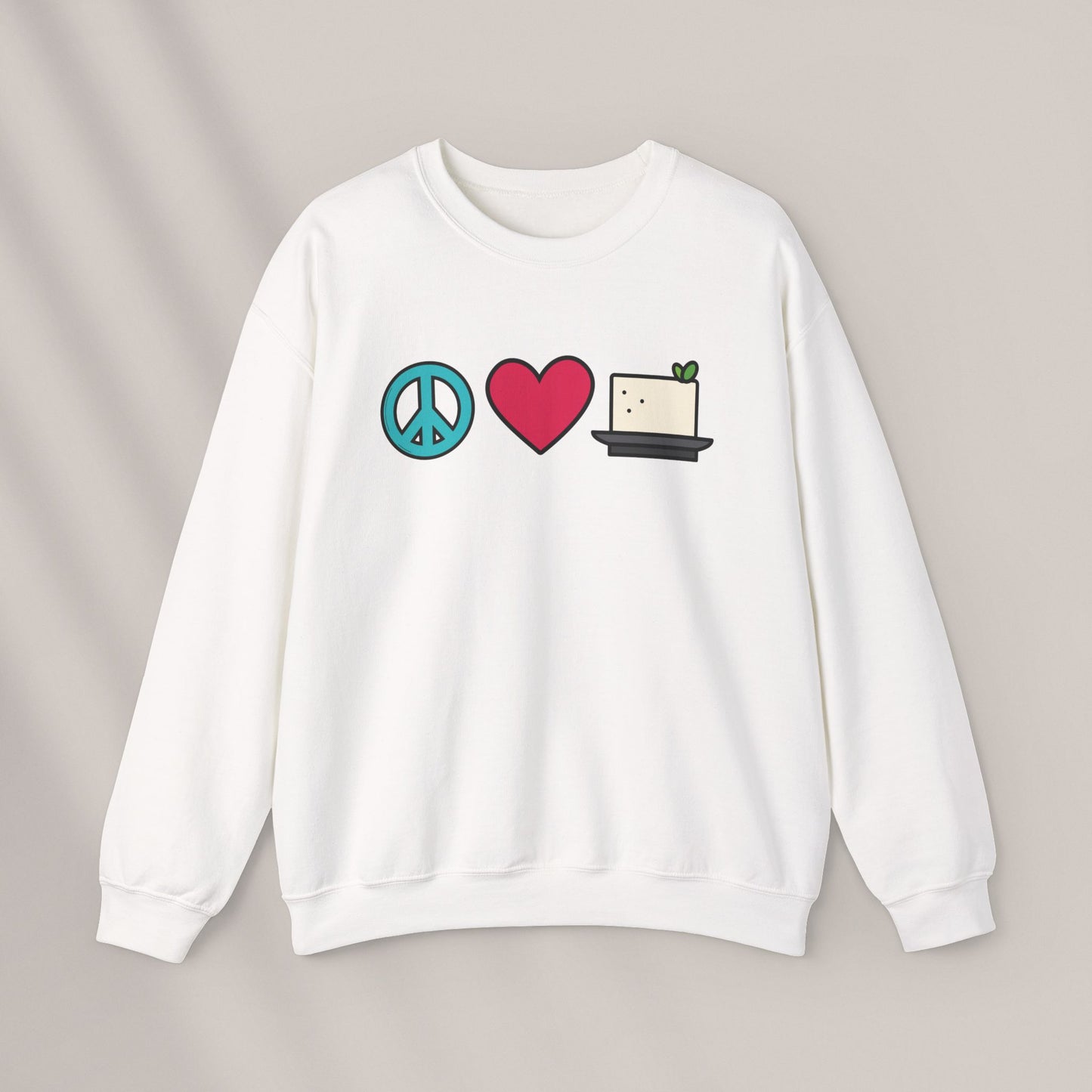 Peace, Love & Tofu. Crewneck Sweatshirt