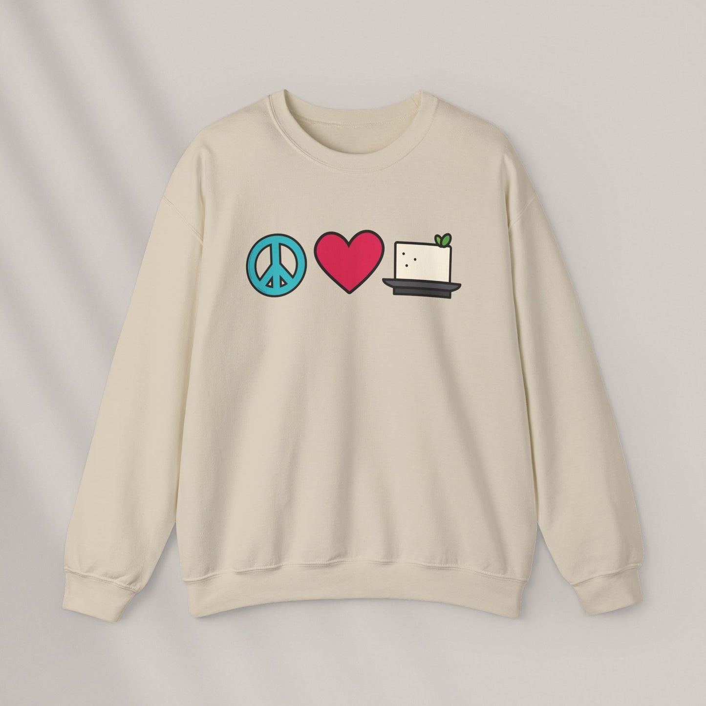 Peace, Love & Tofu. Crewneck Sweatshirt