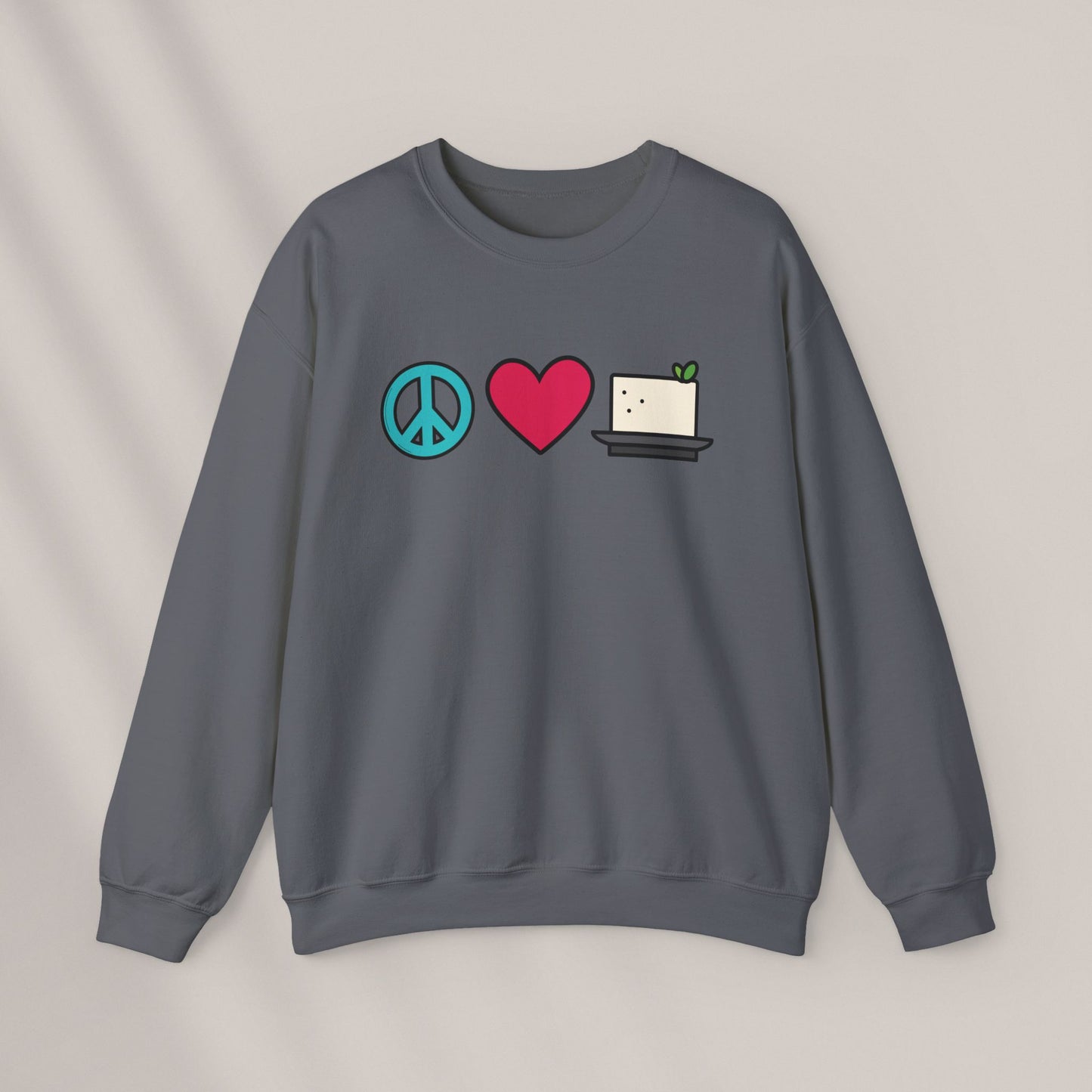 Peace, Love & Tofu. Crewneck Sweatshirt