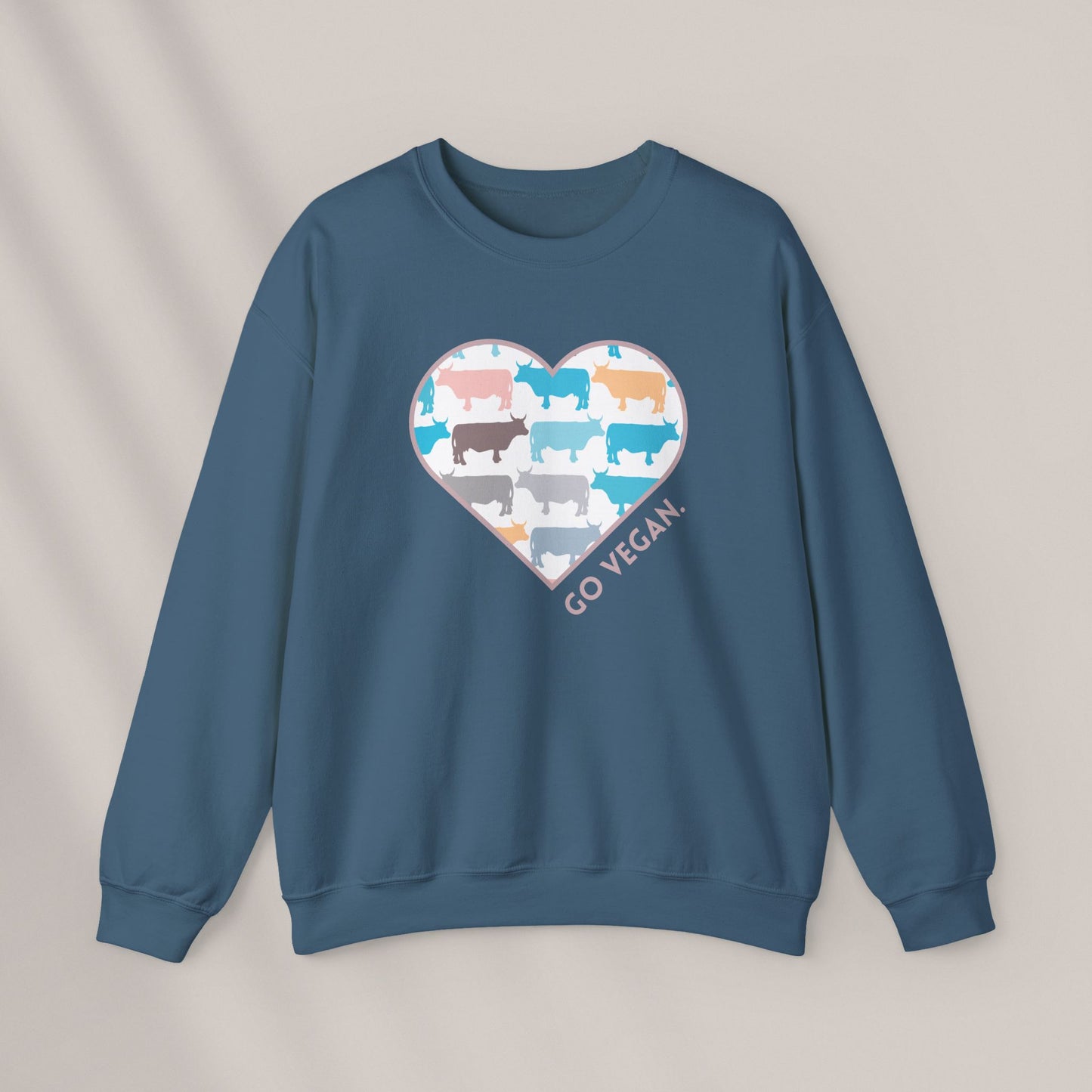 Go Vegan - Blue Cows. Crewneck Sweatshirt