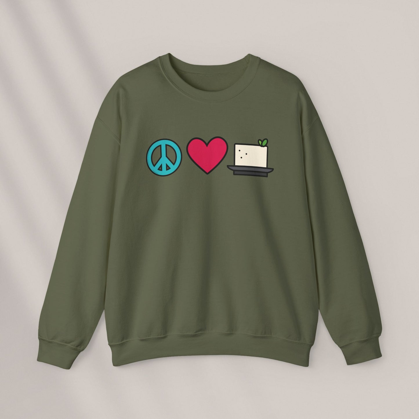 Peace, Love & Tofu. Crewneck Sweatshirt