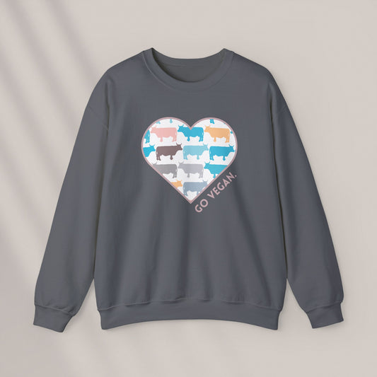 Go Vegan - Blue Cows. Crewneck Sweatshirt