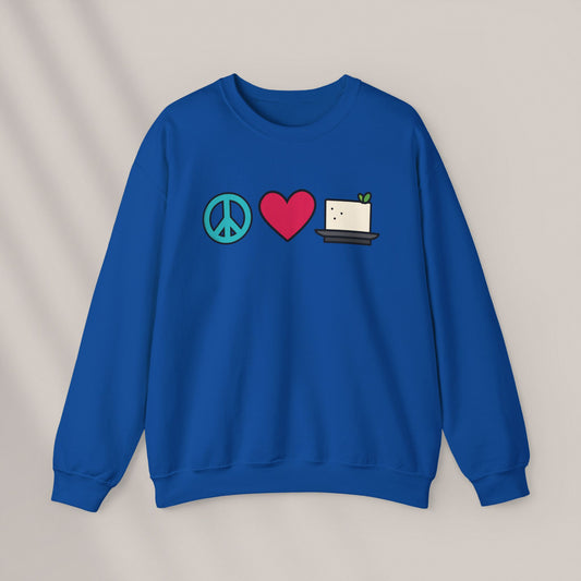 Peace, Love & Tofu. Crewneck Sweatshirt